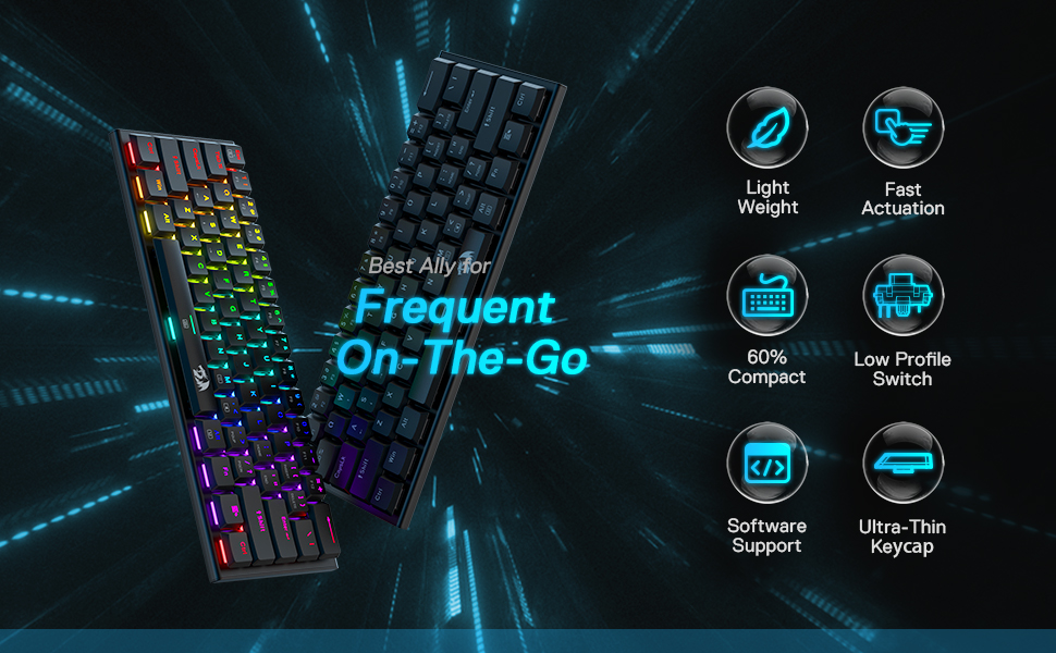 Redragon K614 Anivia 60% Ultra Thin Mechanical RGB Linear Red Switches w/ Double-Shot Keycaps